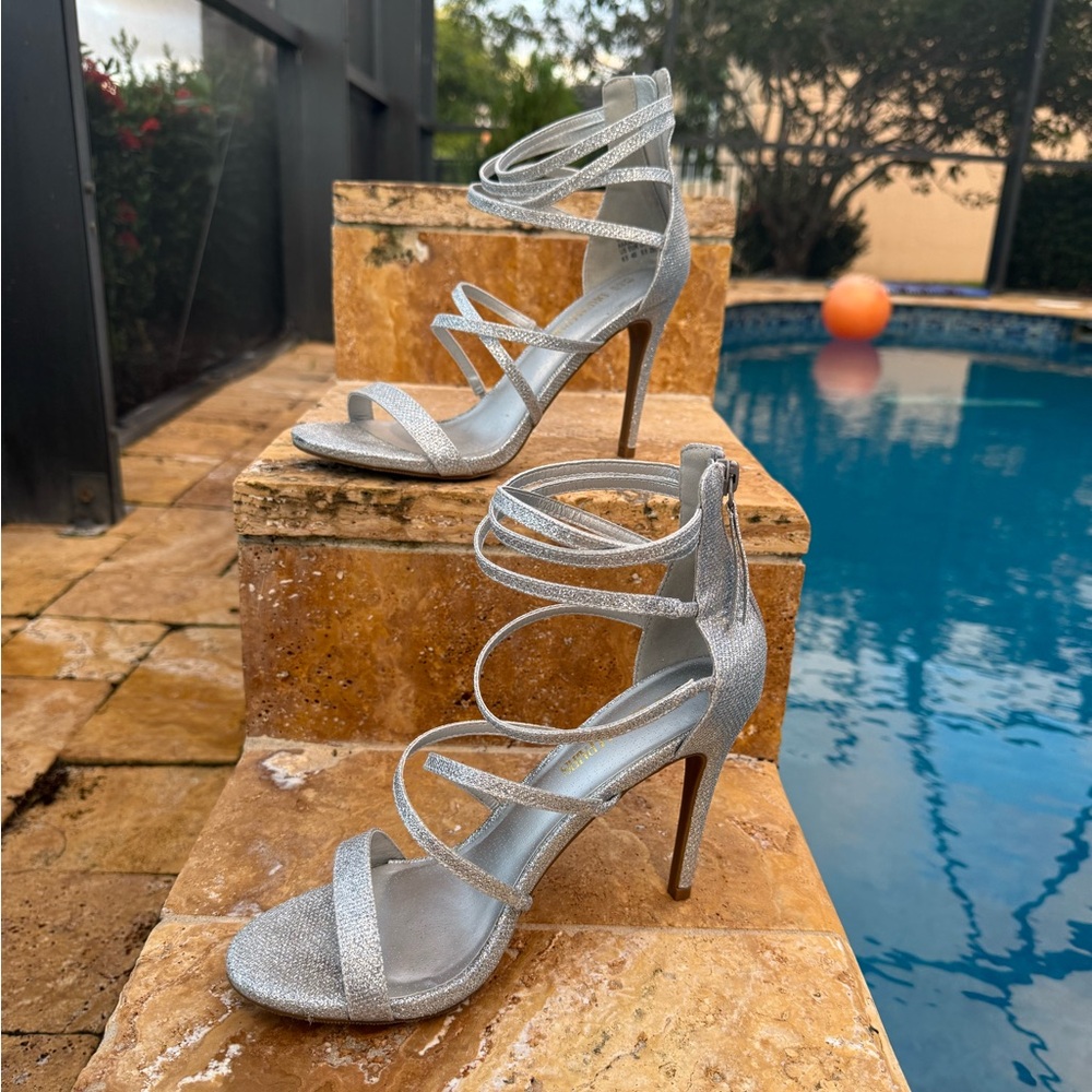Silver Strappy High Heels - Picture 2 of 4